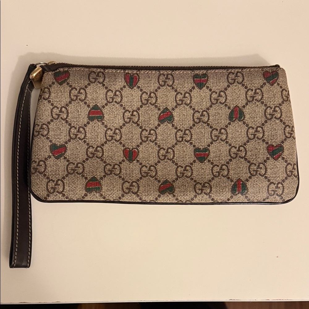 Gucci Beige and Brown Monogram Clutch